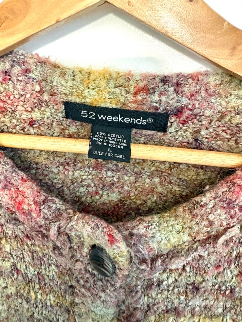 52 Weekends Multicolor Bouclé Button-Front Cardigan - Picture 4 of 5